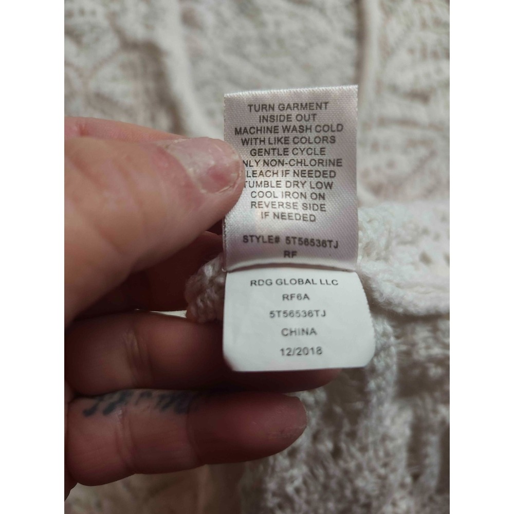 Freshman 1996 Duster Cardigan Womens XS Beige Boho Romantic Chic Artsy Festival - Picture 8 of 10